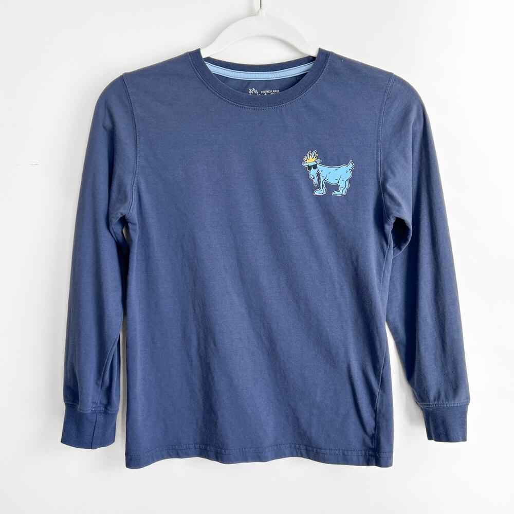 GOAT USA Kid's Boys Big Goat Long Sleeve T-Shirt OG Style XL Youth Navy Blue $38